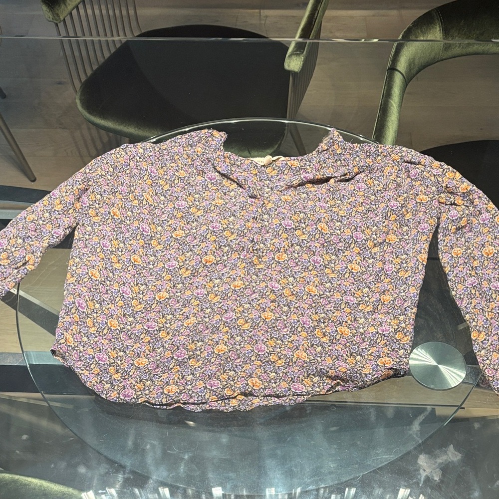Rebecca Taylor Purple and Yellow Floral Button Down Shirt Size 2